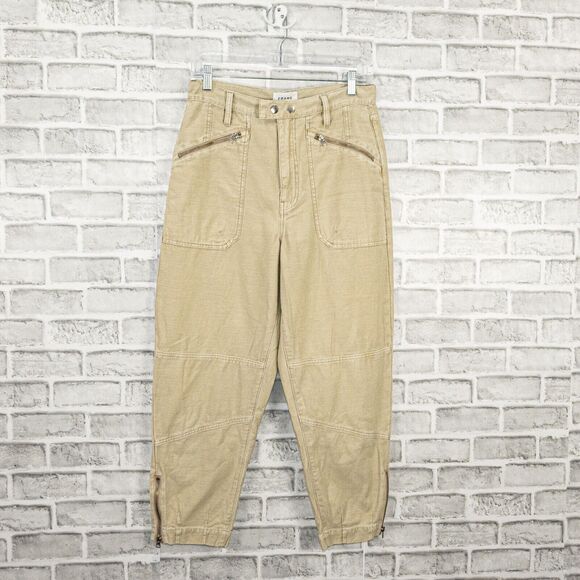 Frame Denim Pants - FRAME Denim Zip Trim Moto Pants Washed Sandy Brown size 29